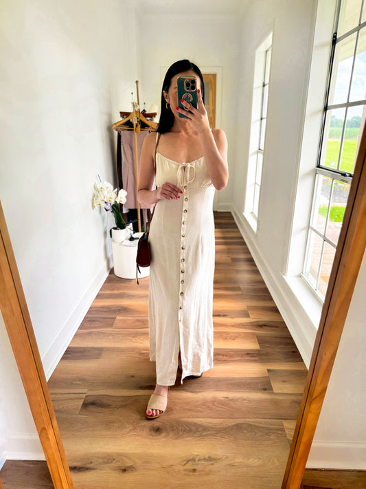 Linen Button Down Midi Dress