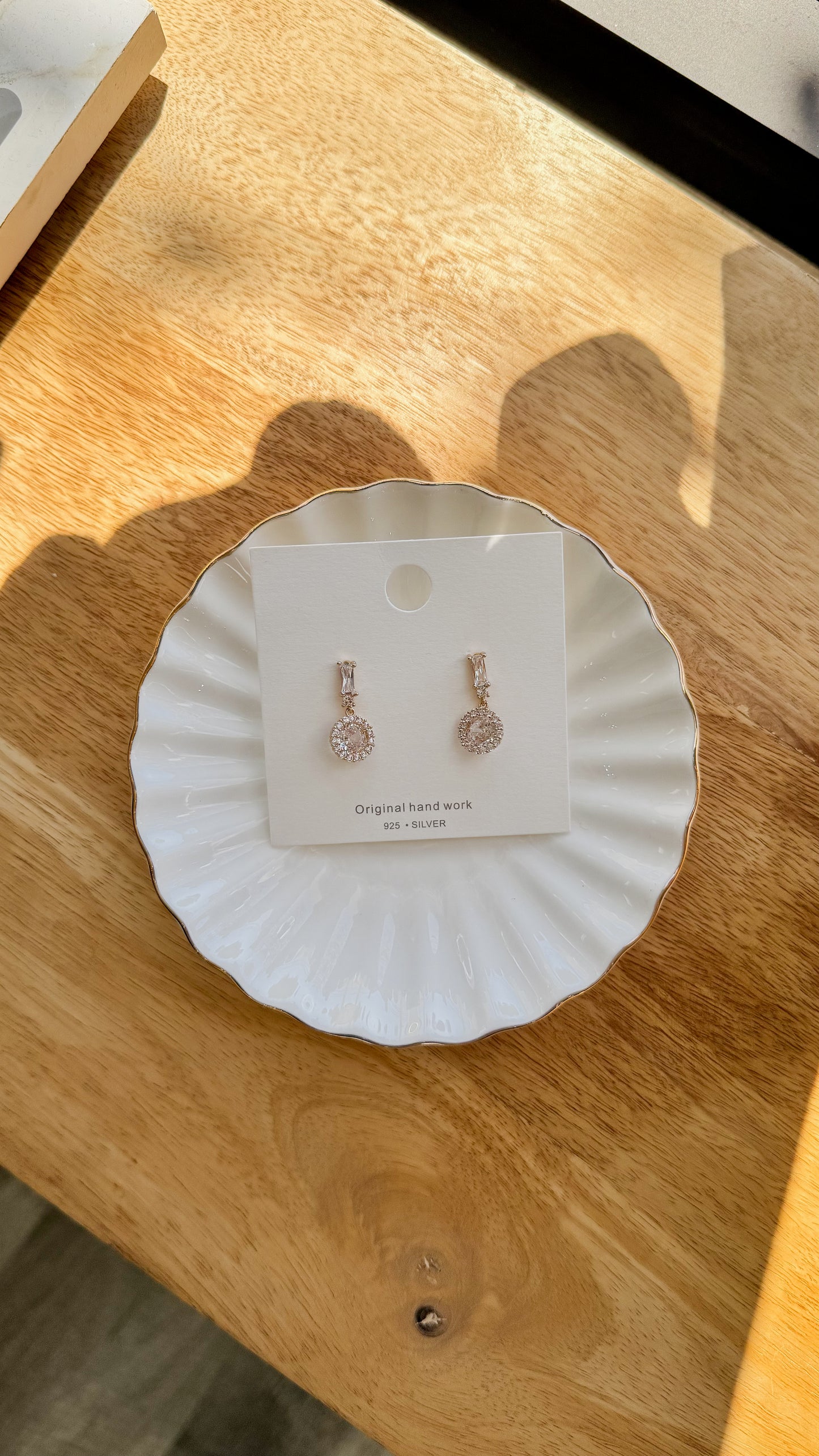 Round Cubic Zirconia Drop Stud Earrings