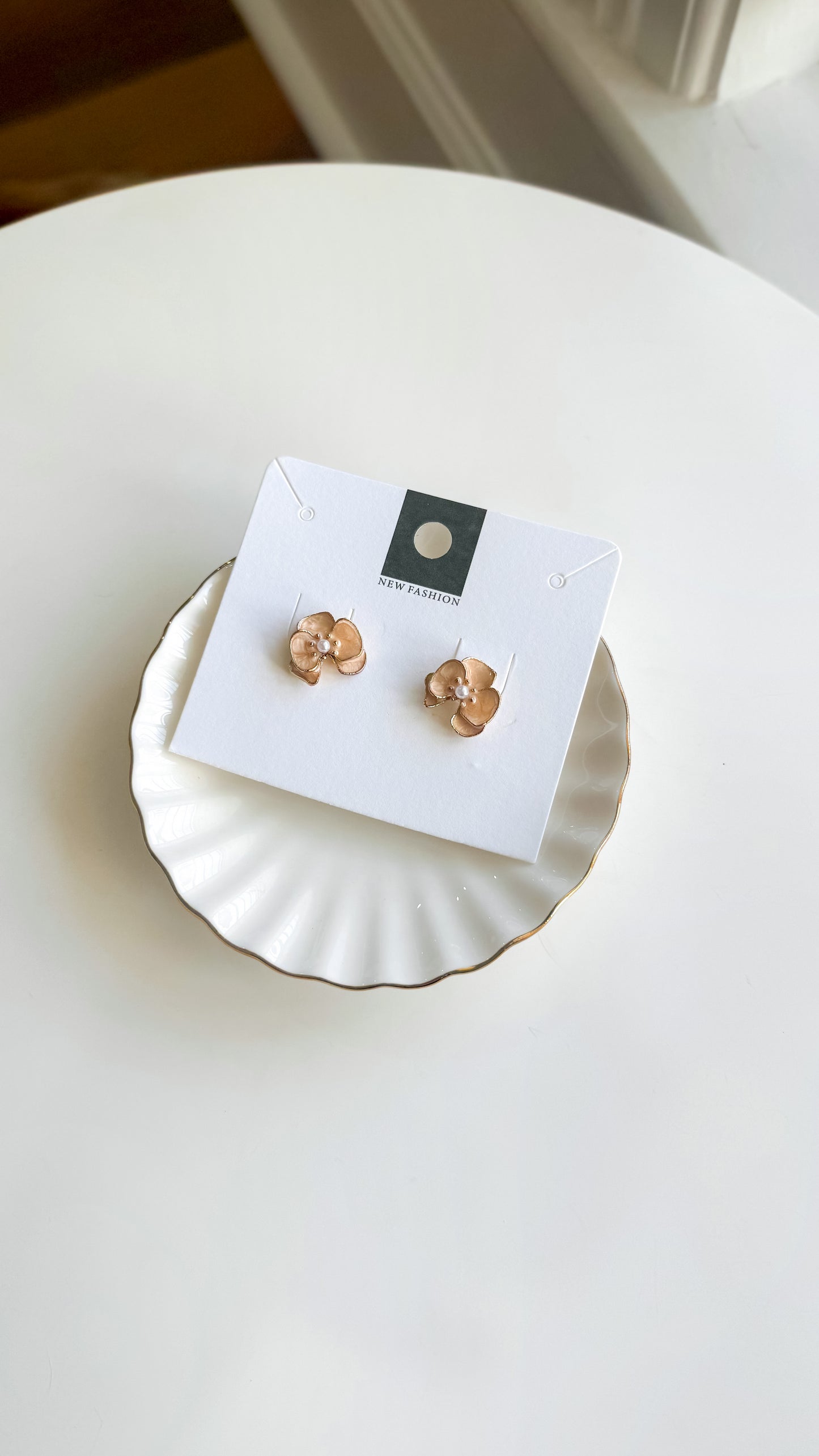 Peach Enamel Earrings