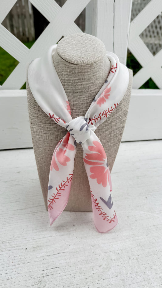 Floral Silk Bandana Scarf-Pink