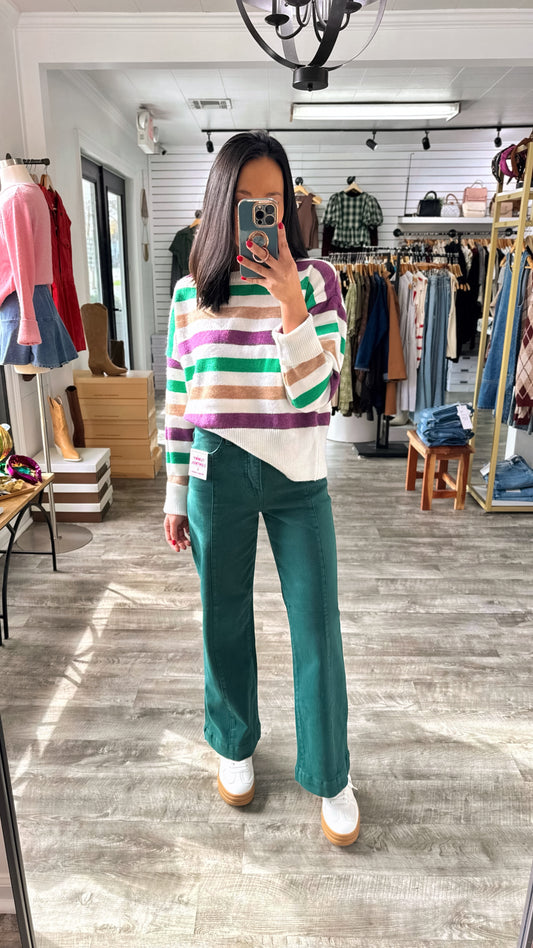 Hunter Green Wide Leg Denim