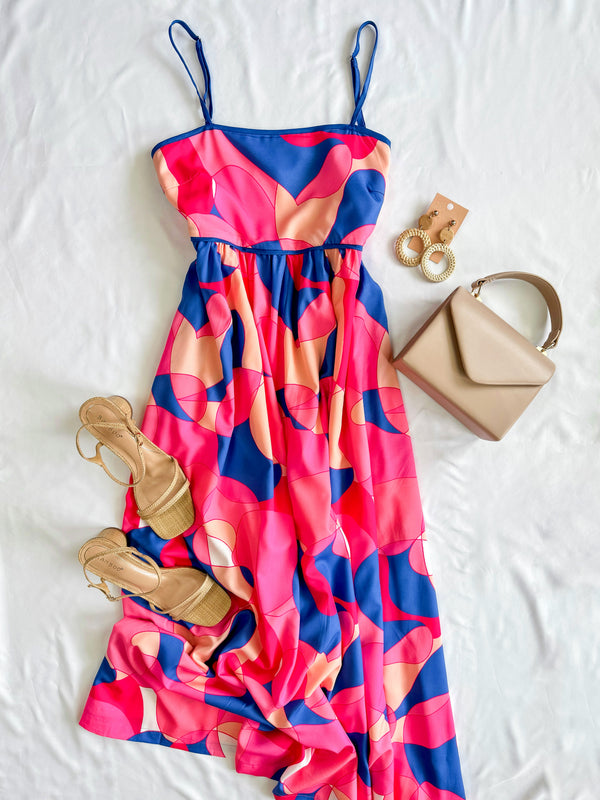 Abstract Print Midi Dress – Compel Clothing Boutique