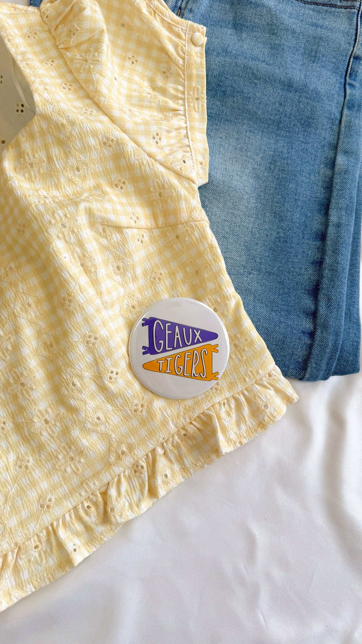 Geaux Tigers Pennant Button
