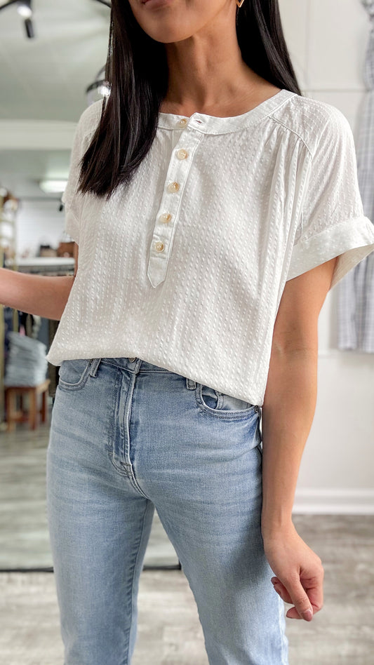 Ruched Shoulder Henley Top