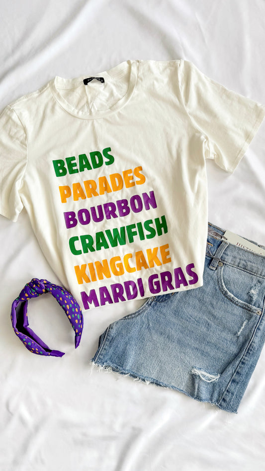 Beads & Parades Mardi Gras Tee