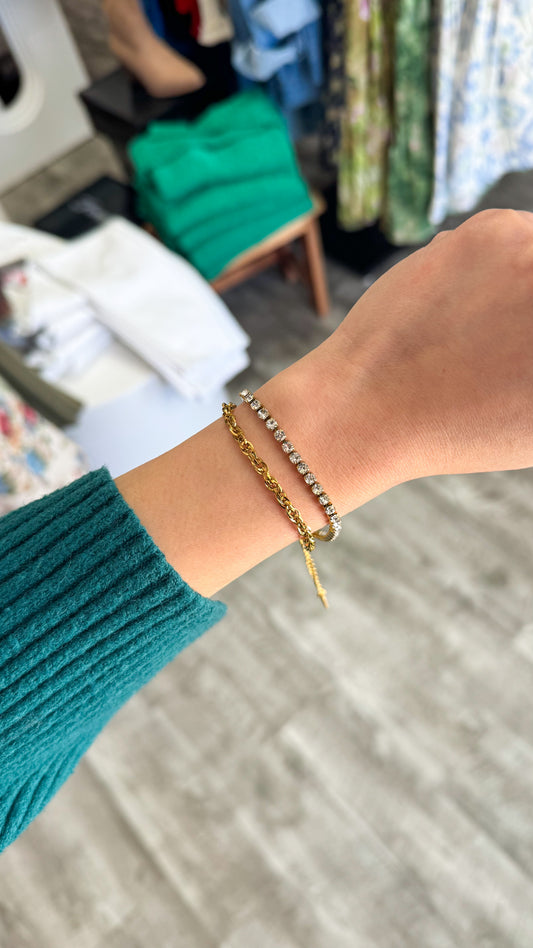 Chain & Gem Layered Bracelet