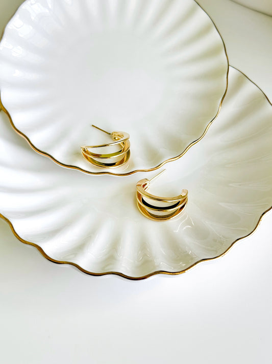 Three Row Hoop Earrings