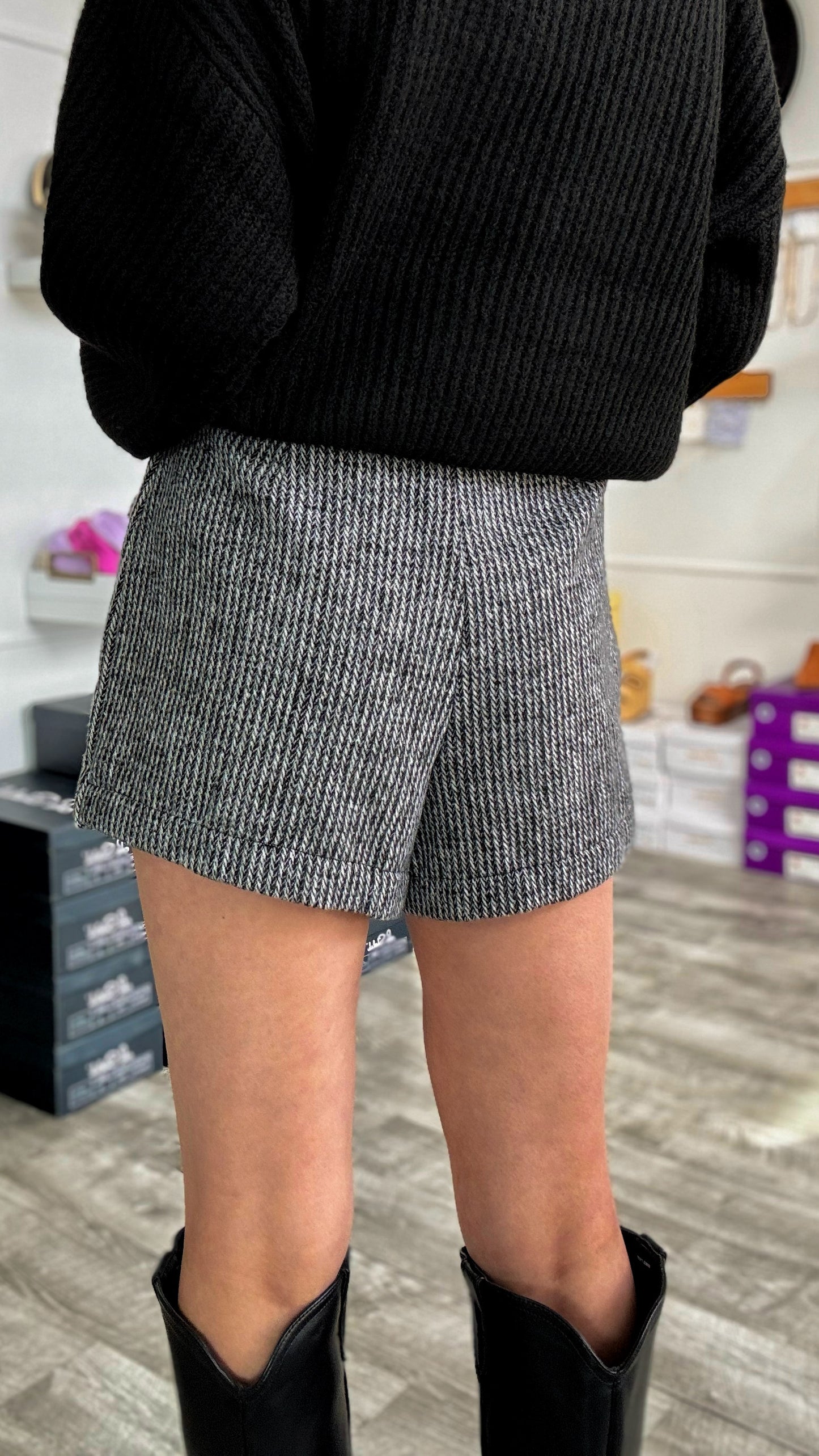 Houndstooth Woven Skort