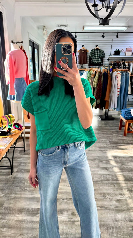 Green Mock Sweater Top
