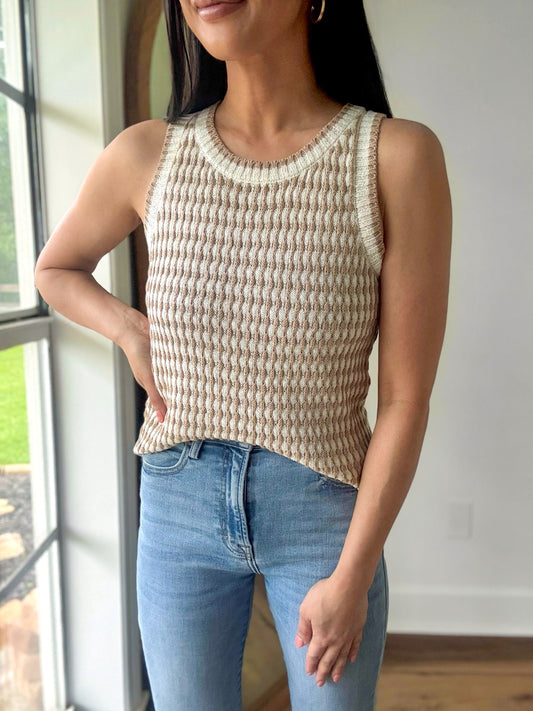 Houndstooth Knit Top