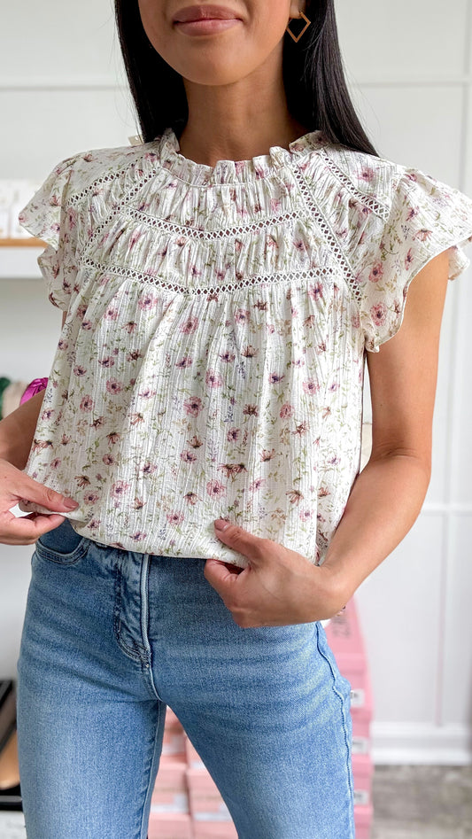 Phoebe Floral Top-Blush