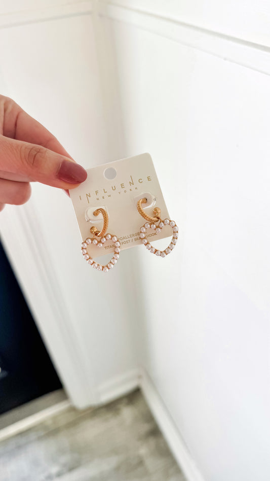Vintage Heart Pearl Hoop