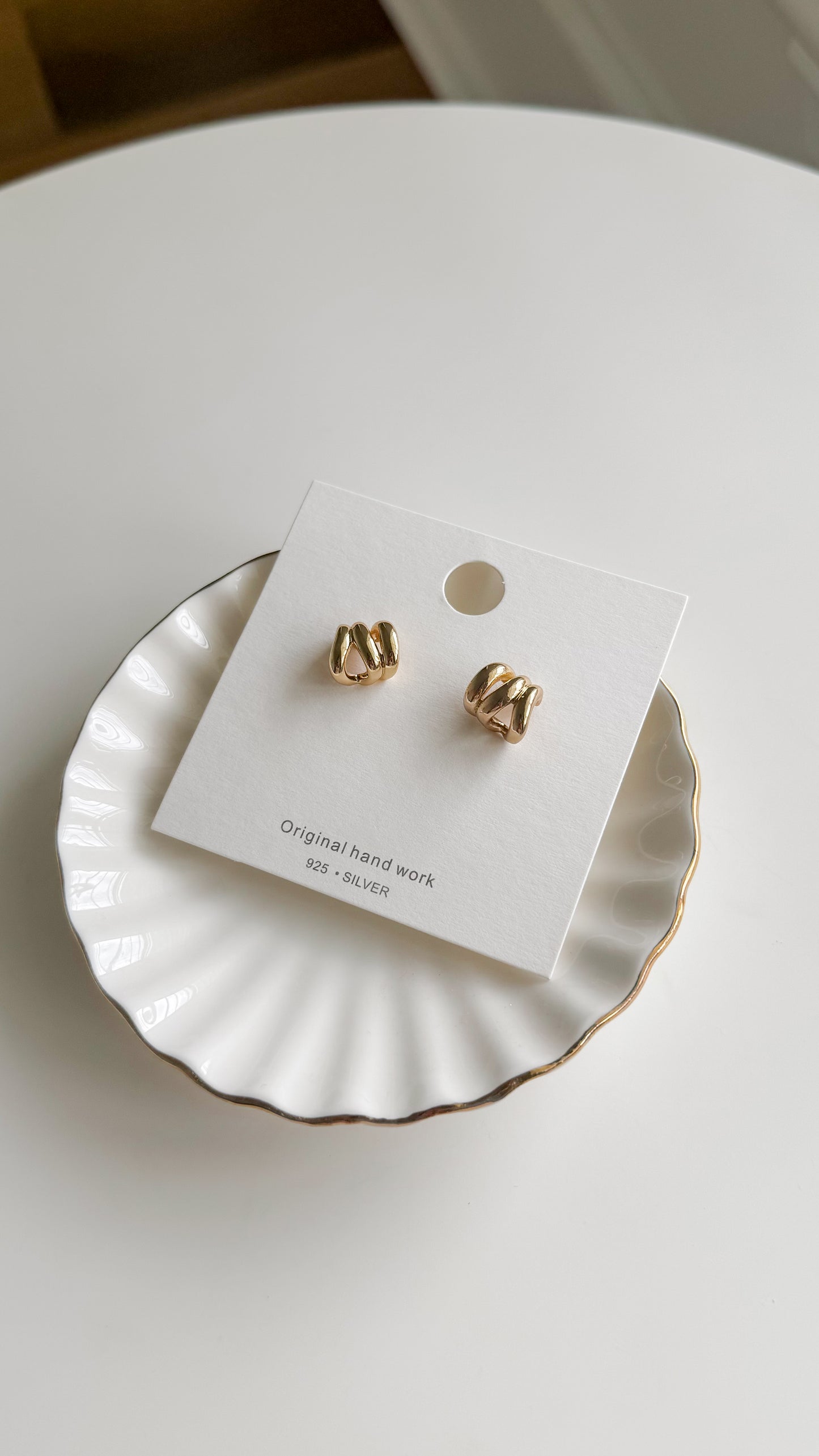 Gold-Toned Abstract Geometric Stud Earrings
