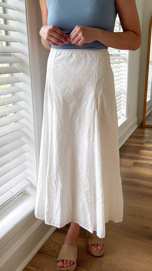 Eyelet Midi Skirt