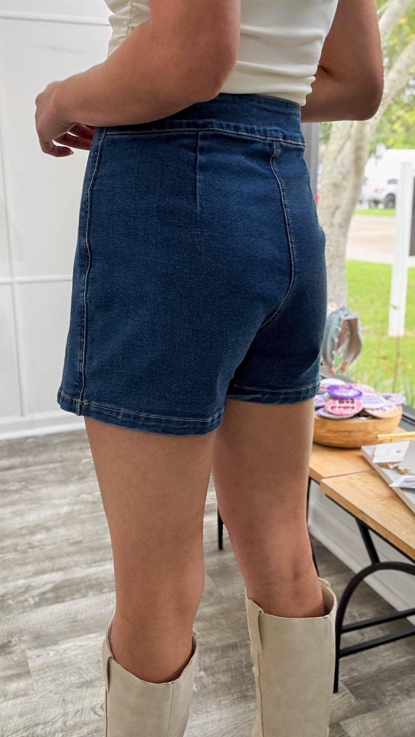 Overlap Denim Skort- Dark
