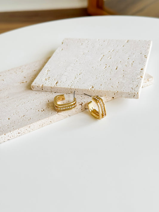 Mini Square Rhinestone Earrings