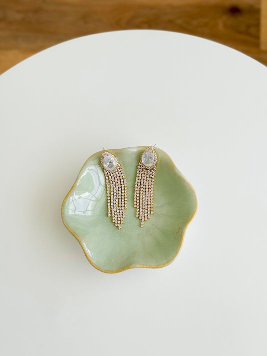 Pave Rhinestone Fringe Earrings