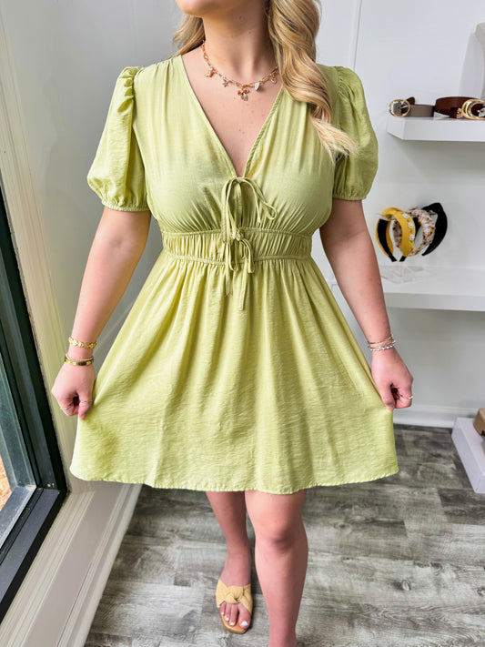 Melon Martini Puff Sleeve Dress