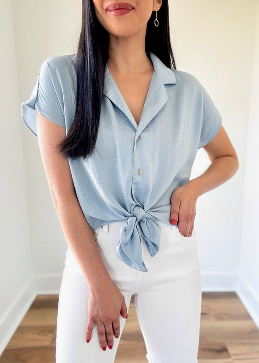 Kennedy Button Down Top - Sky Blue