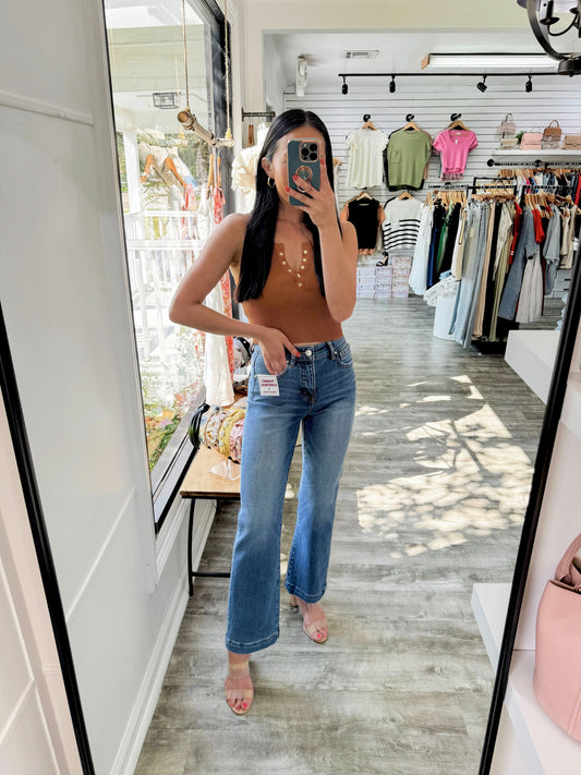 Tummy Control Crop Slim Wide Denim