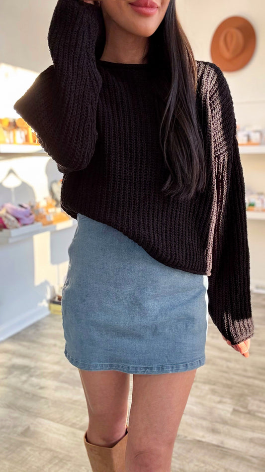 Rolled Edge Crop Sweater