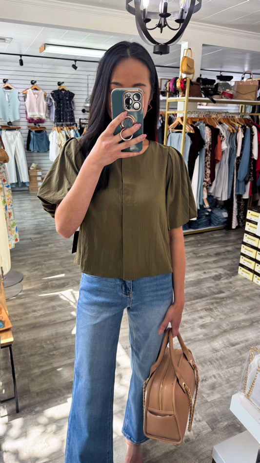 Alex Button Blouse-Olive