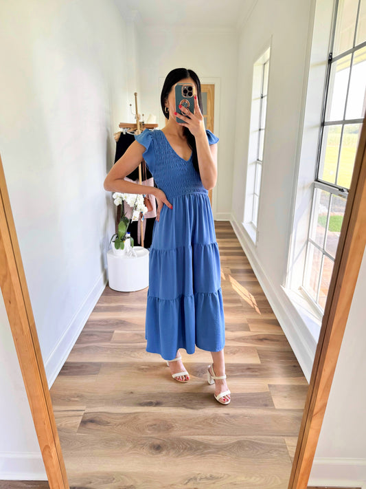 Delilah Midi Dress - Blue