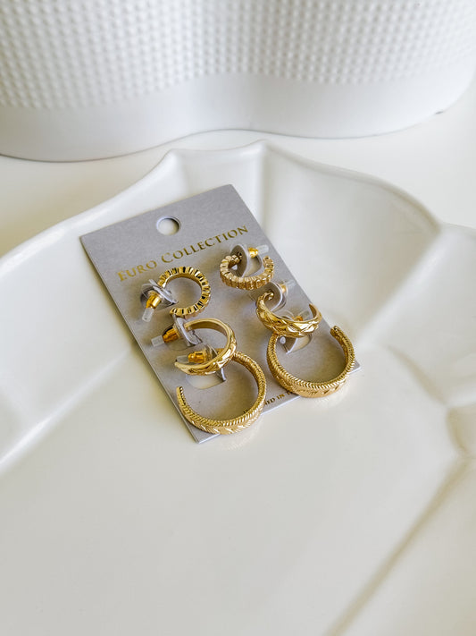 Mixed Metal Hoop Earring Set