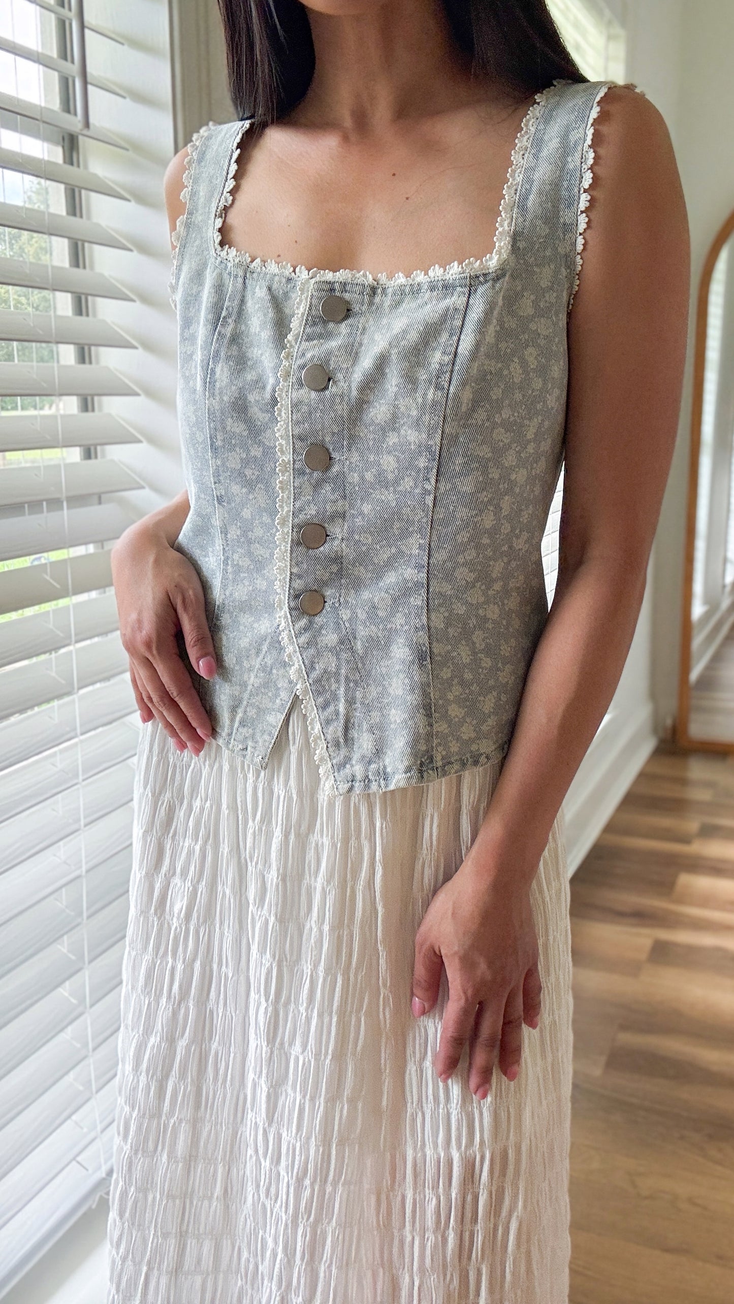 Jacquard Denim Vest