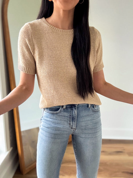 Cecily Sweater Top- Taupe