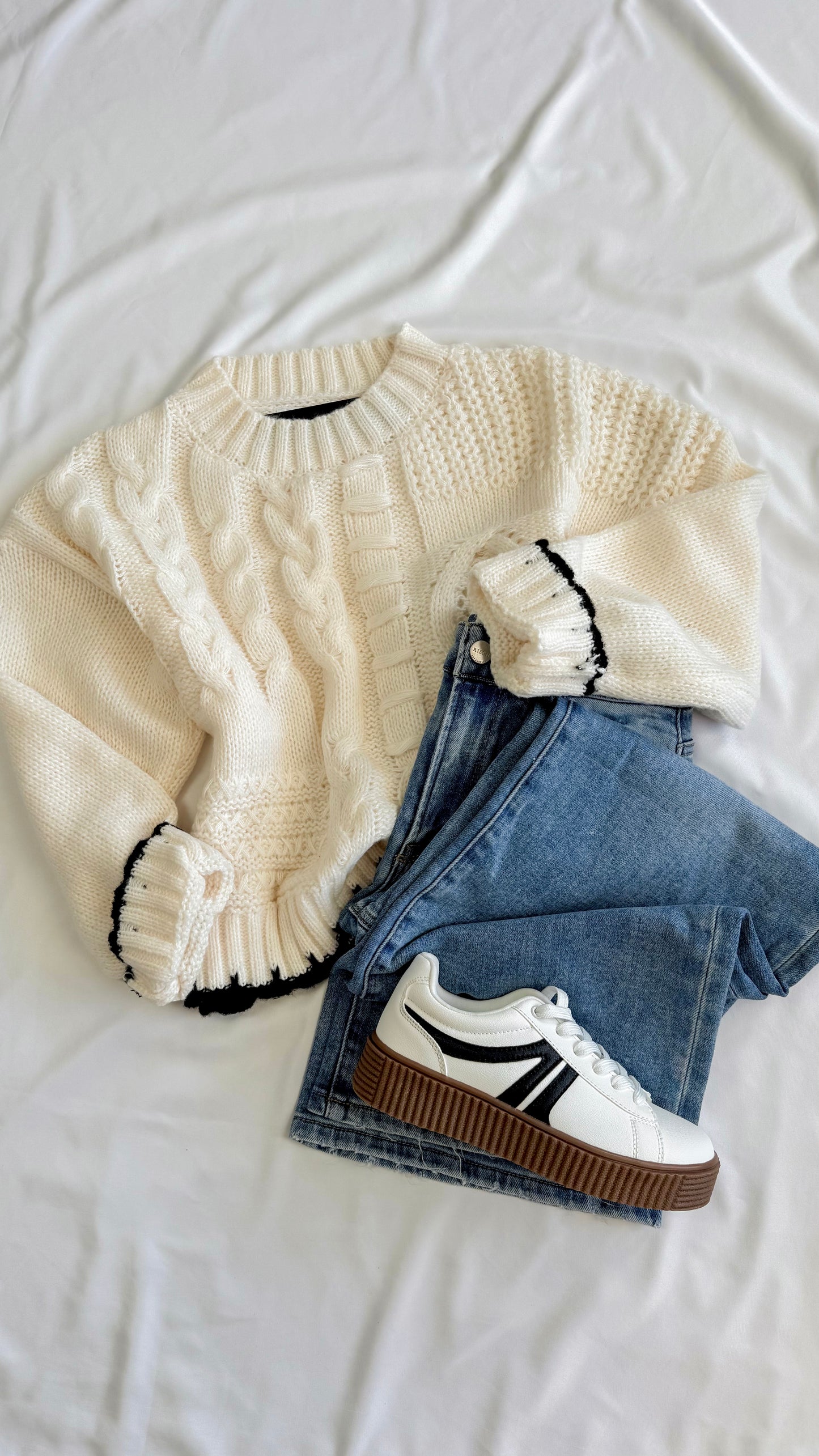 Cable Knit Contrast Sweater
