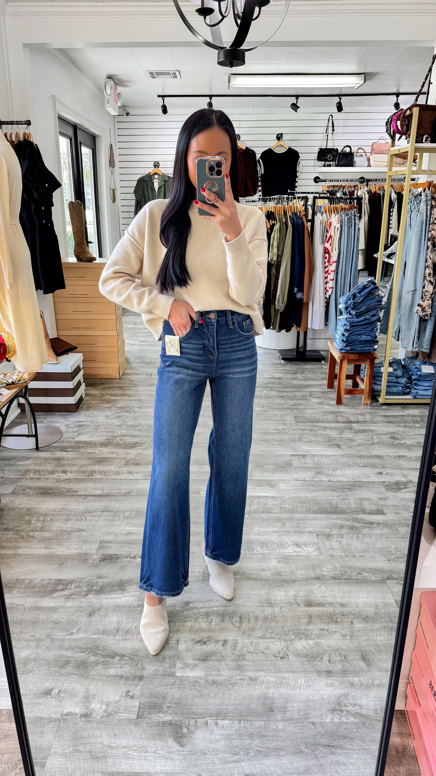 4-Way Stretch Crop Wide Denim