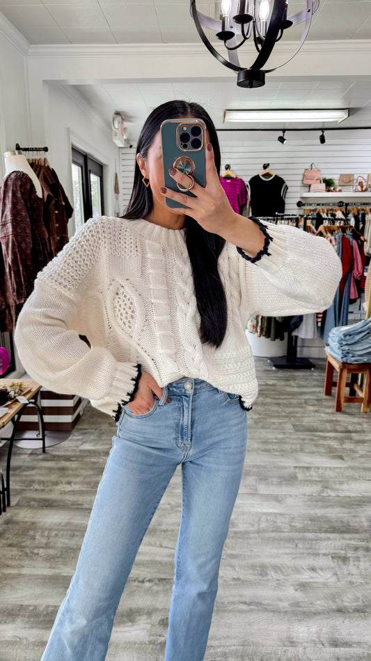 Cable Knit Contrast Sweater