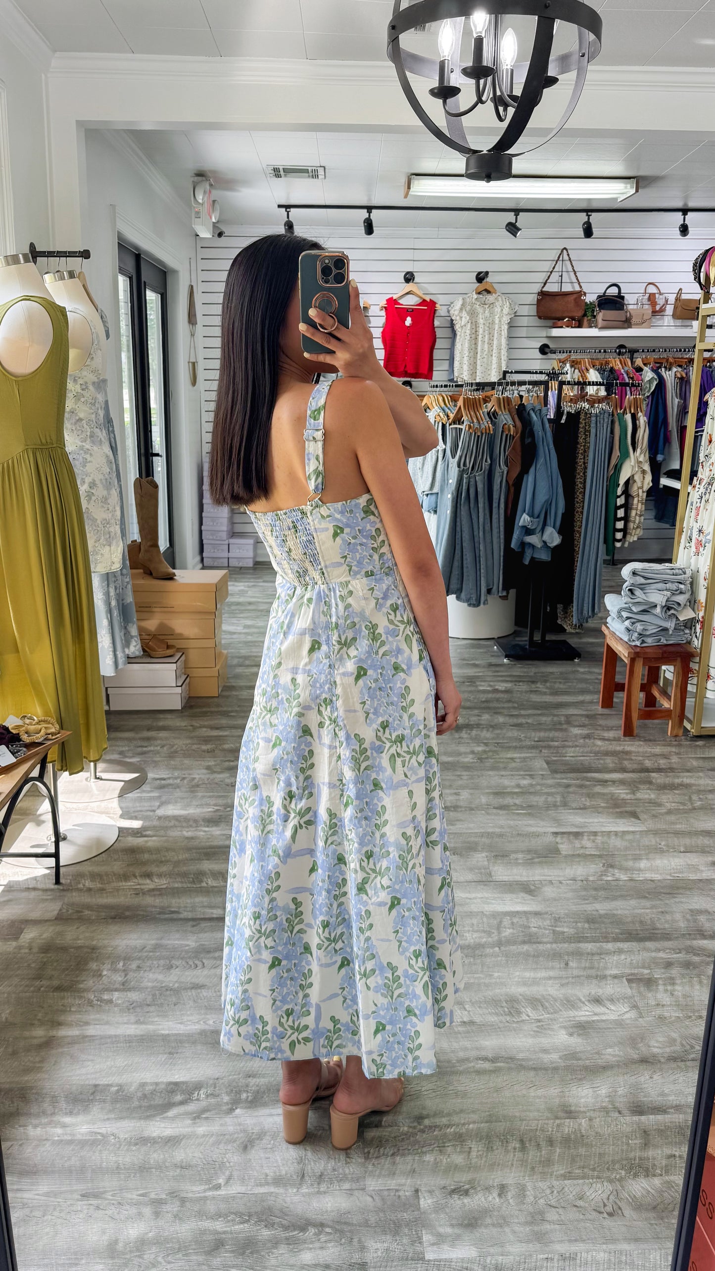 Blue Hydrangea Maxi Dress
