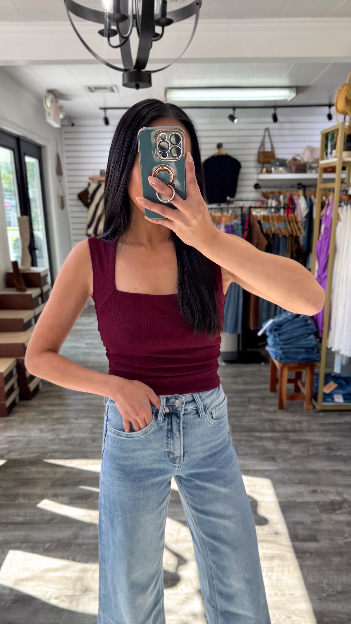 Taylen Ruched Top- Burgundy