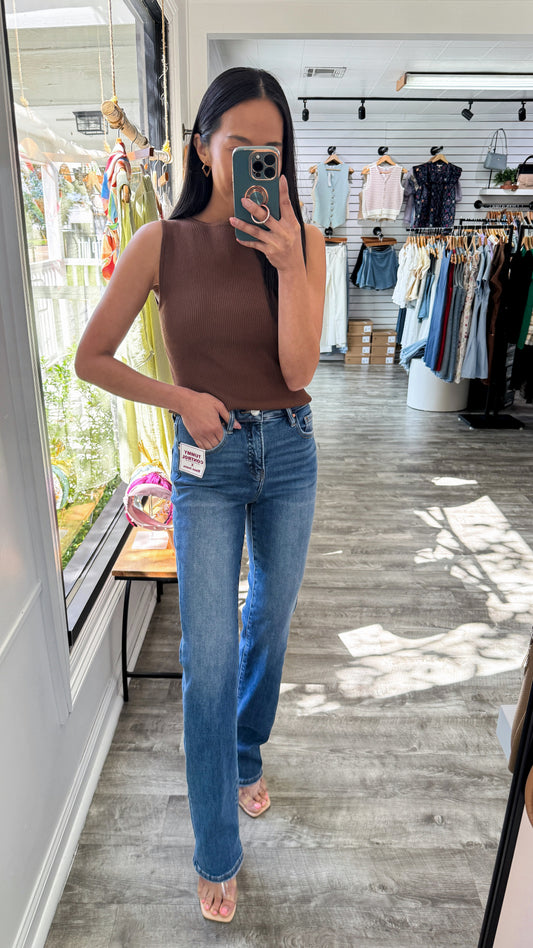 Tummy Control Straight Denim- FULL Length