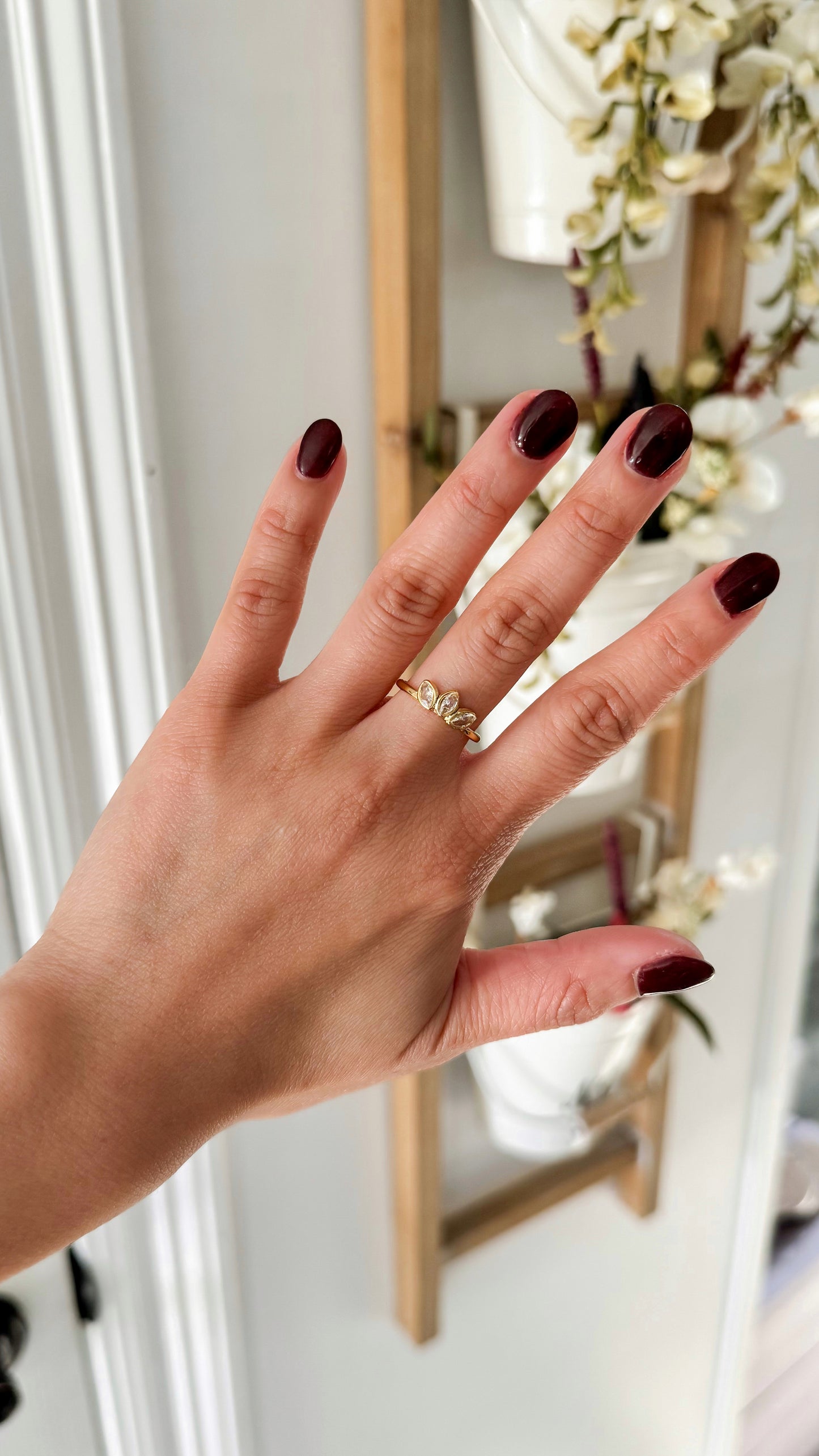 Slanted Marquise Adjustable Ring