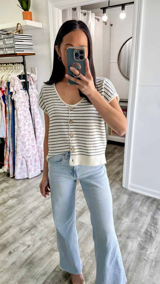 Ellison Knit Top- Cream/Black