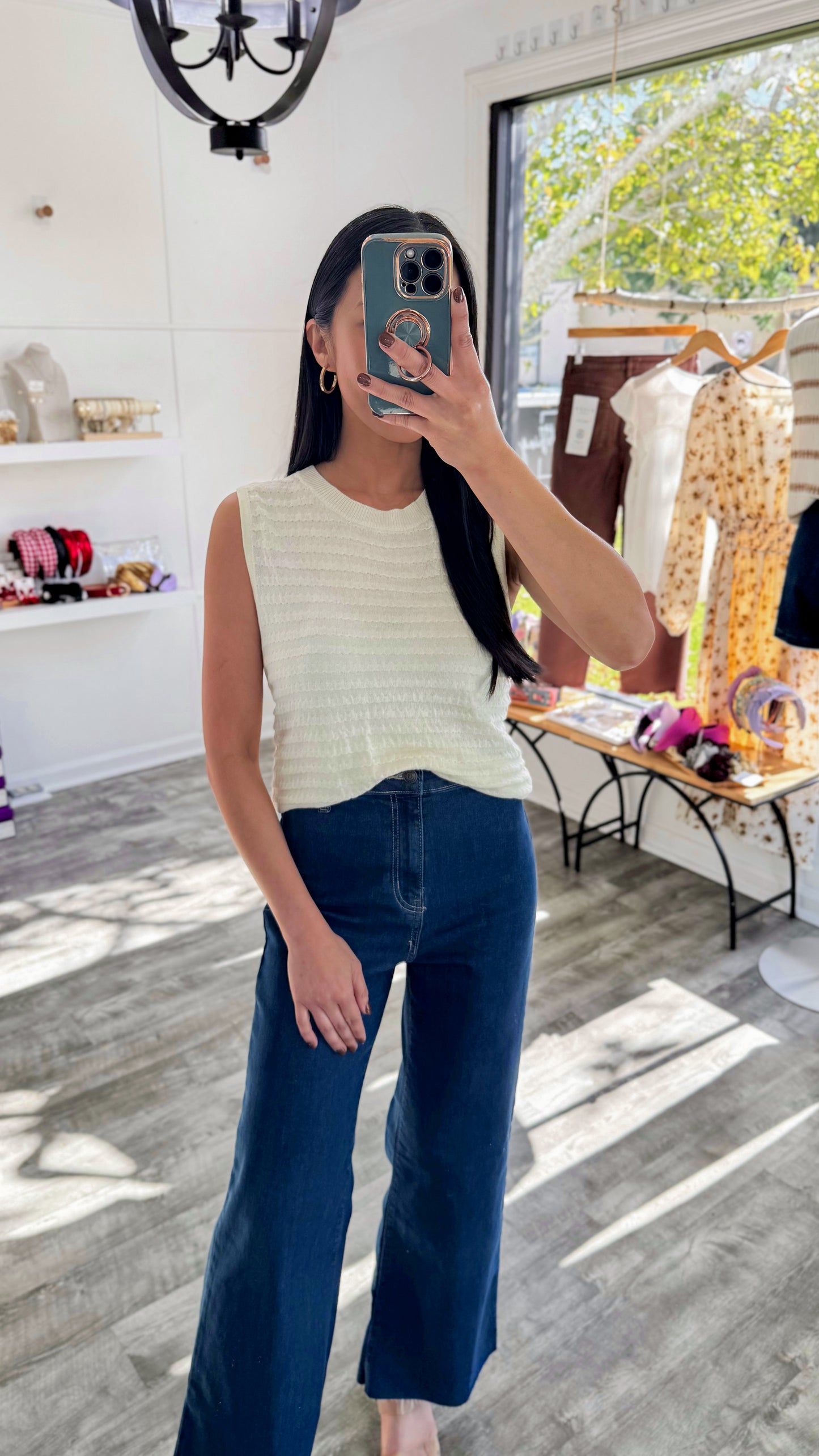 Textured Ivory Knit Top