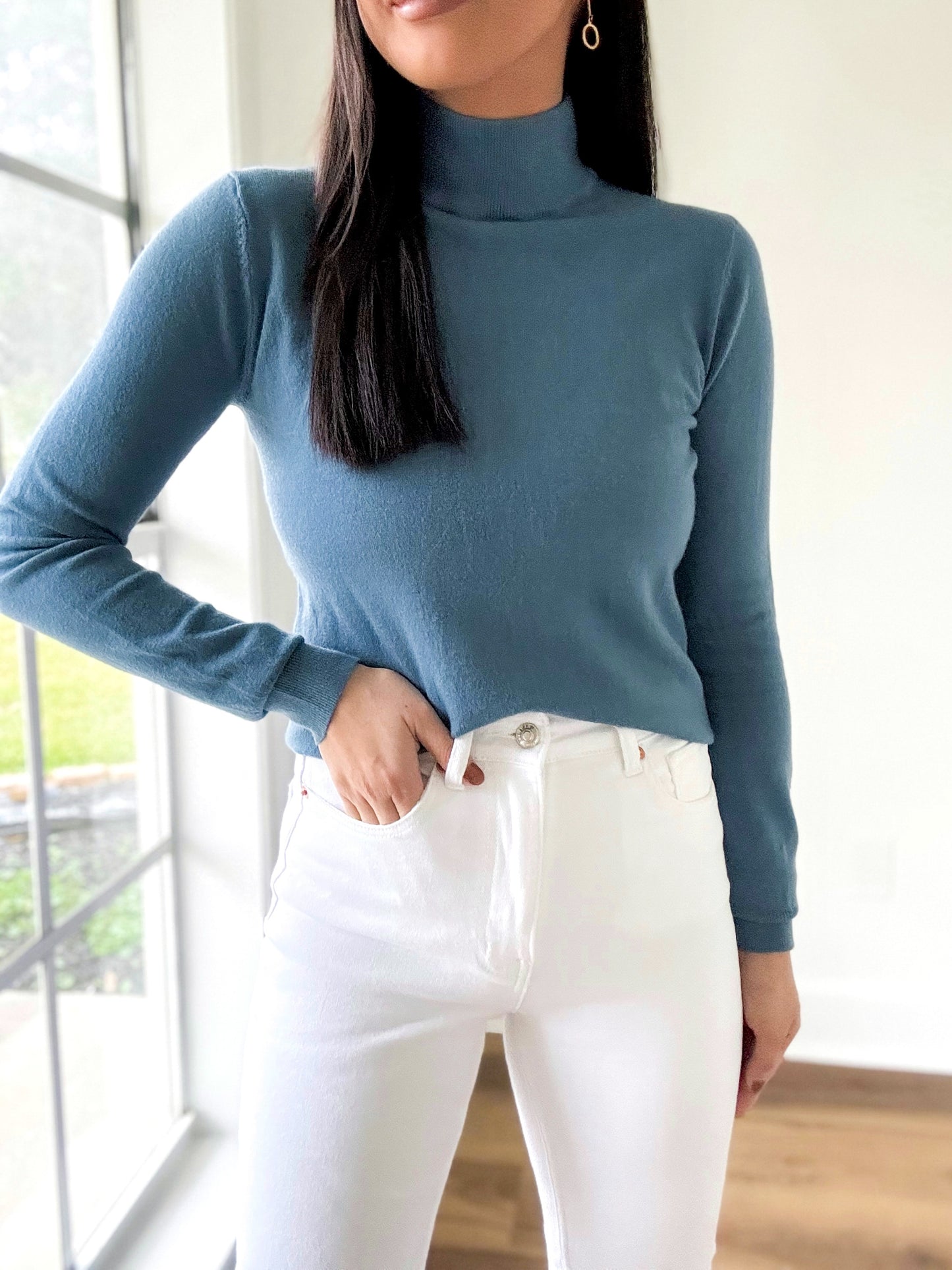 Lily Sweater Top - Teal Blue