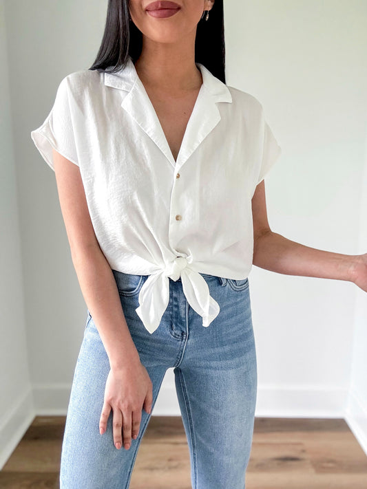 Kennedy Button Down Top - Ivory