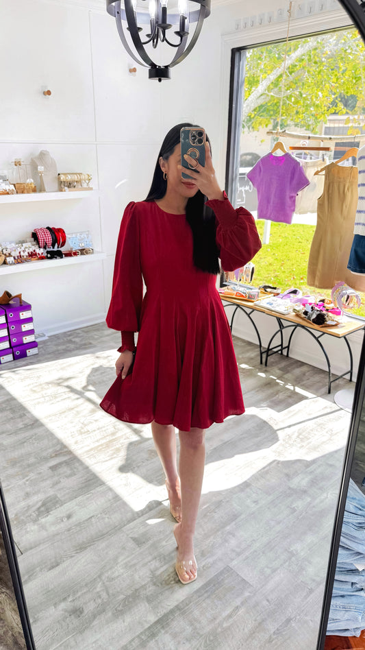Cherry Merlot Flare Dress