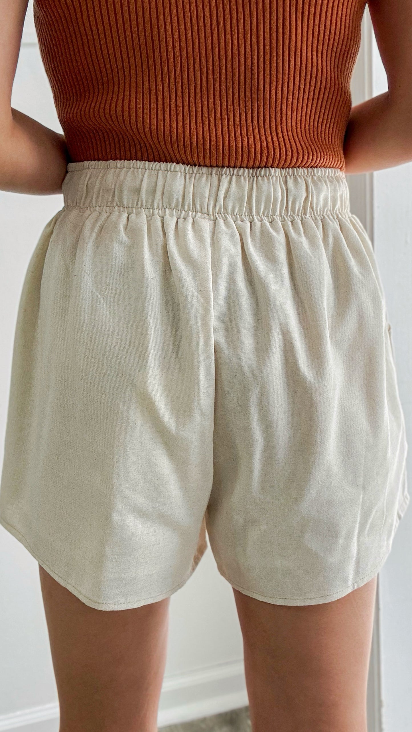 Stitch Panel Comfort Shorts-Oatmeal