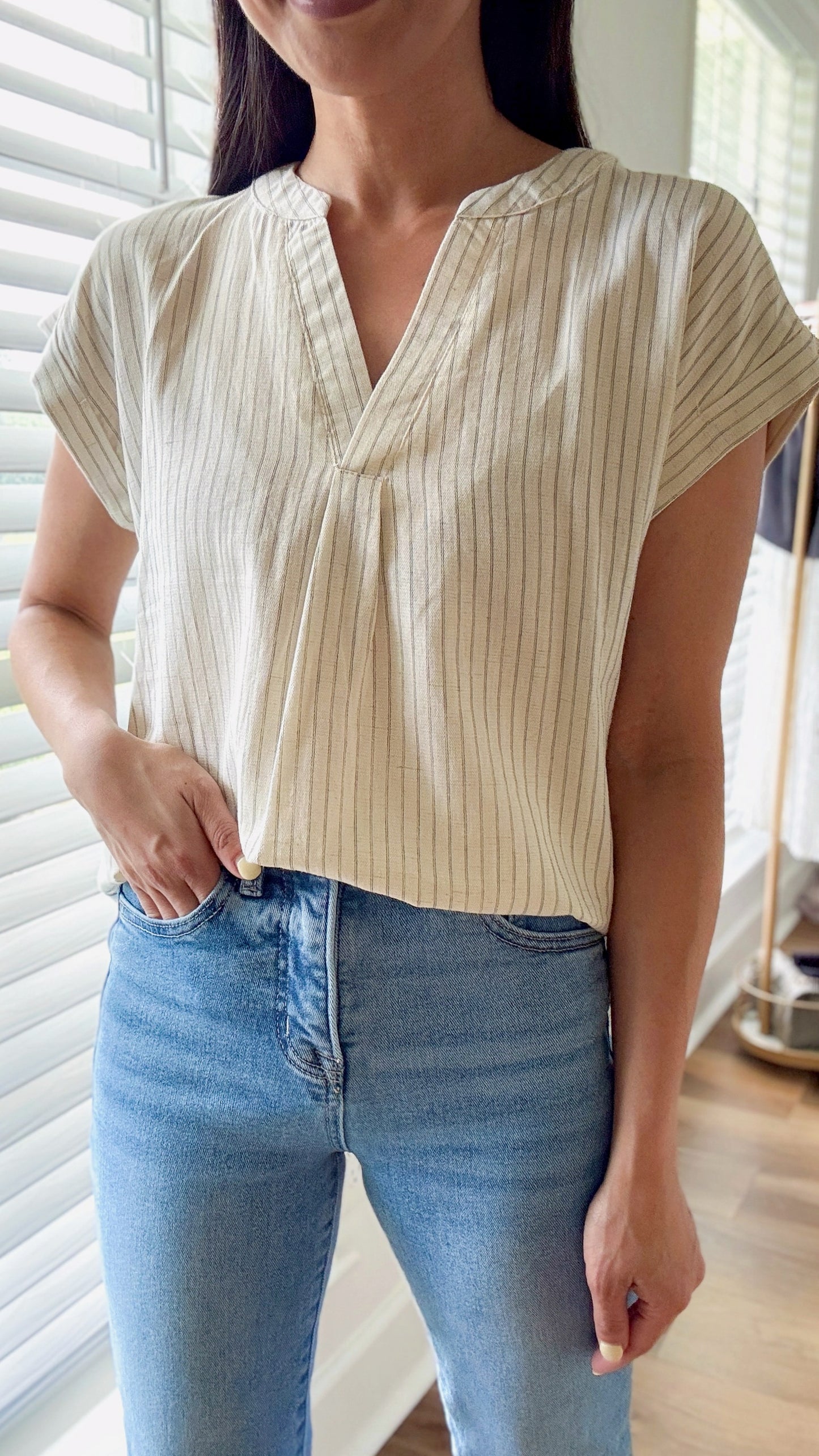 Back Button Split Top -L. Olive