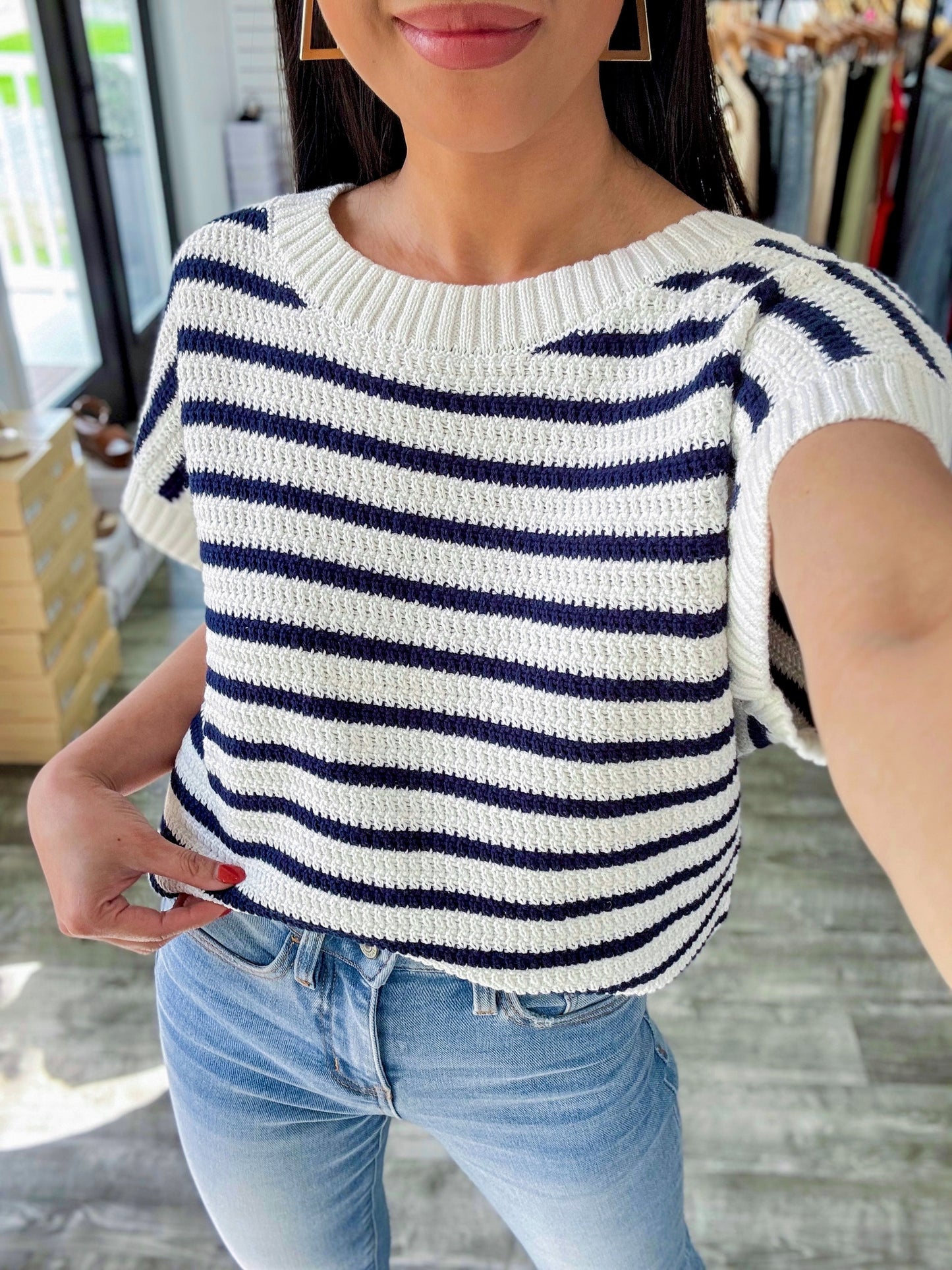 Aiden Sweater Top - Navy