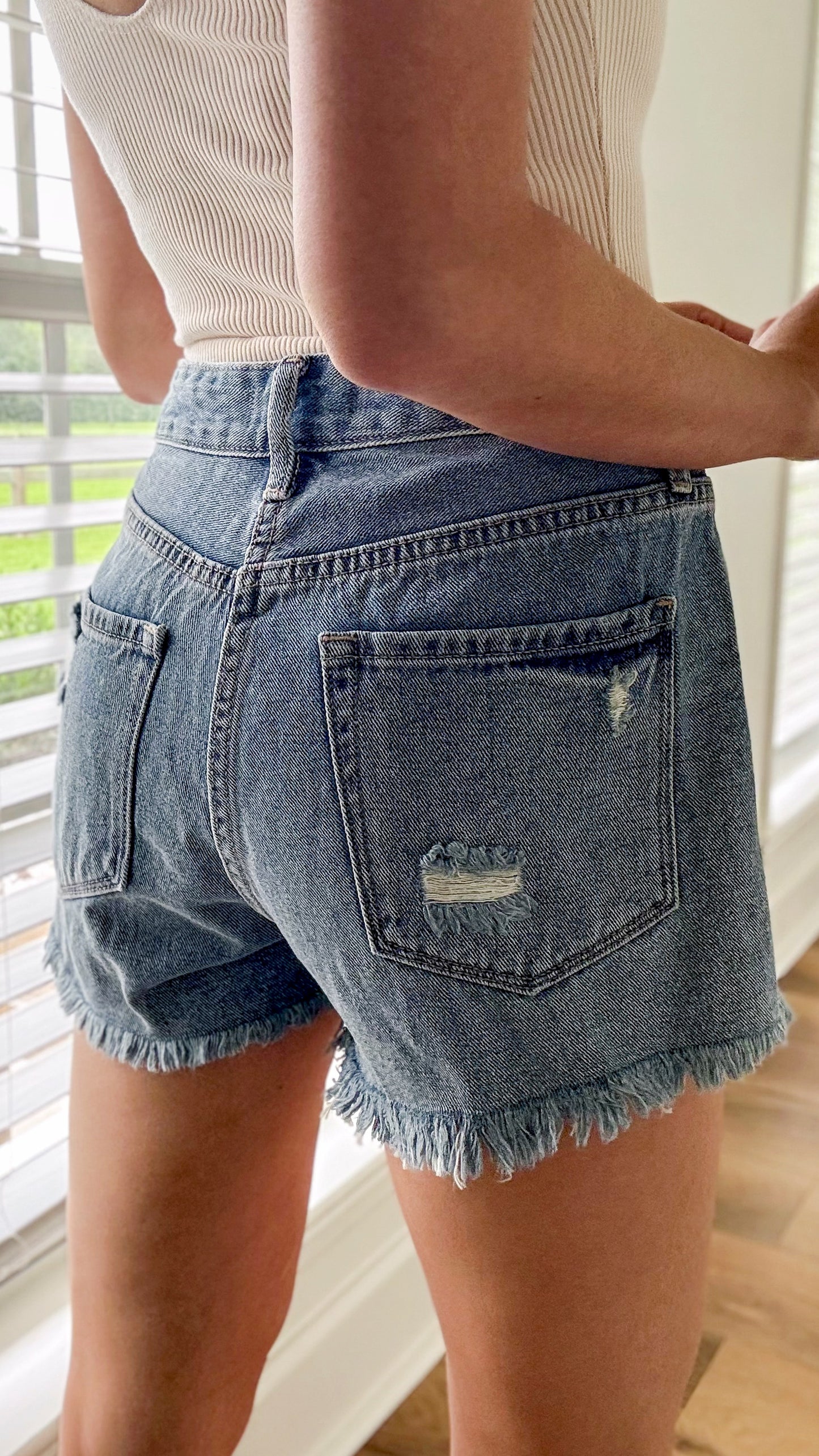 HR Destroyed Denim Shorts