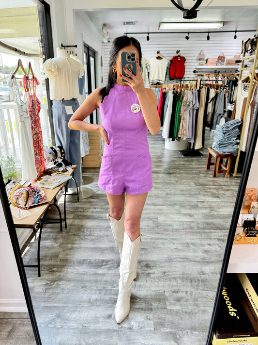 Purple Scallop Romper
