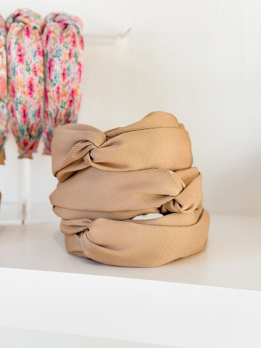 Beige Knotted Headband