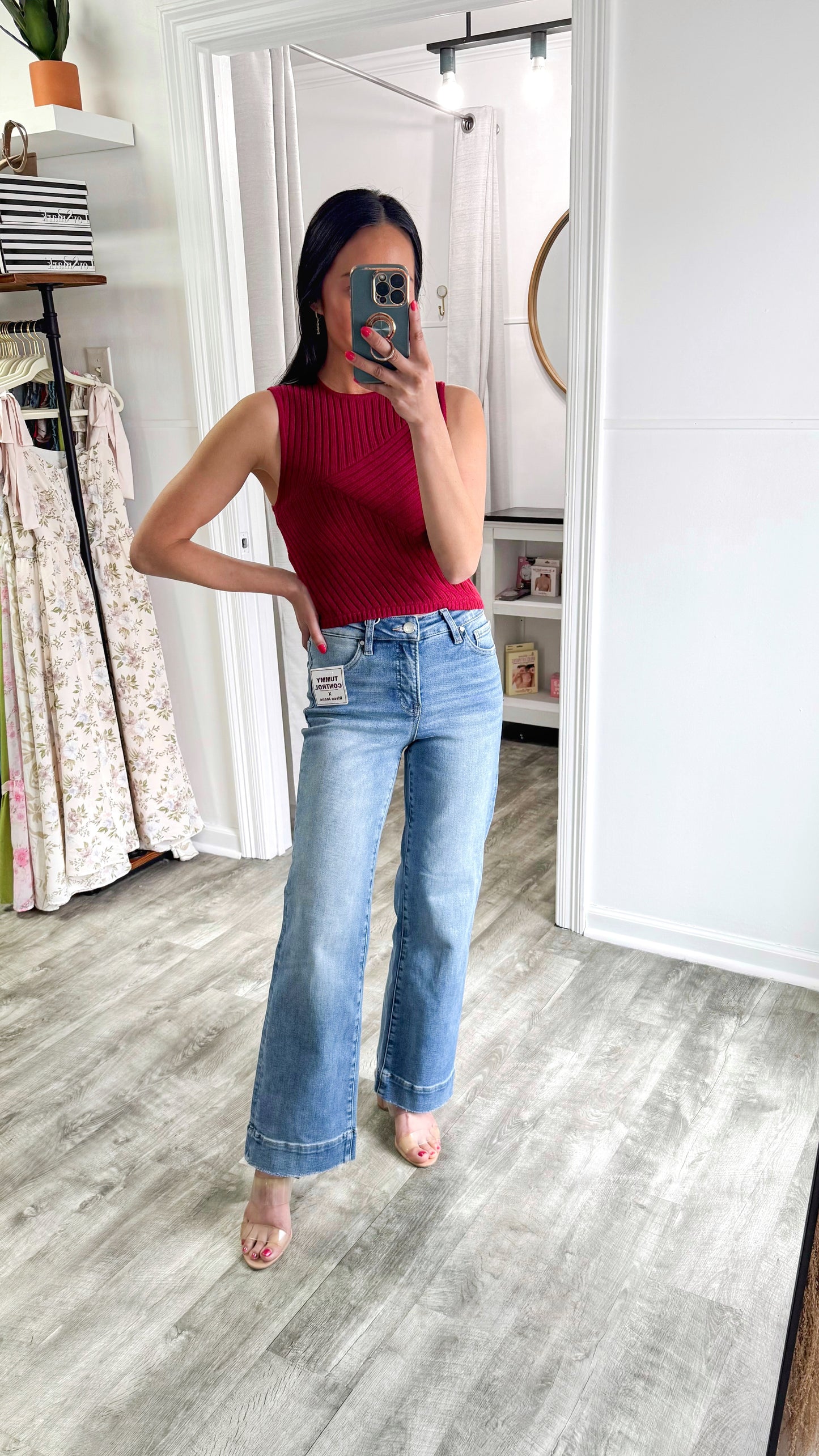 Tummy Control Hem Ankle Wide Denim