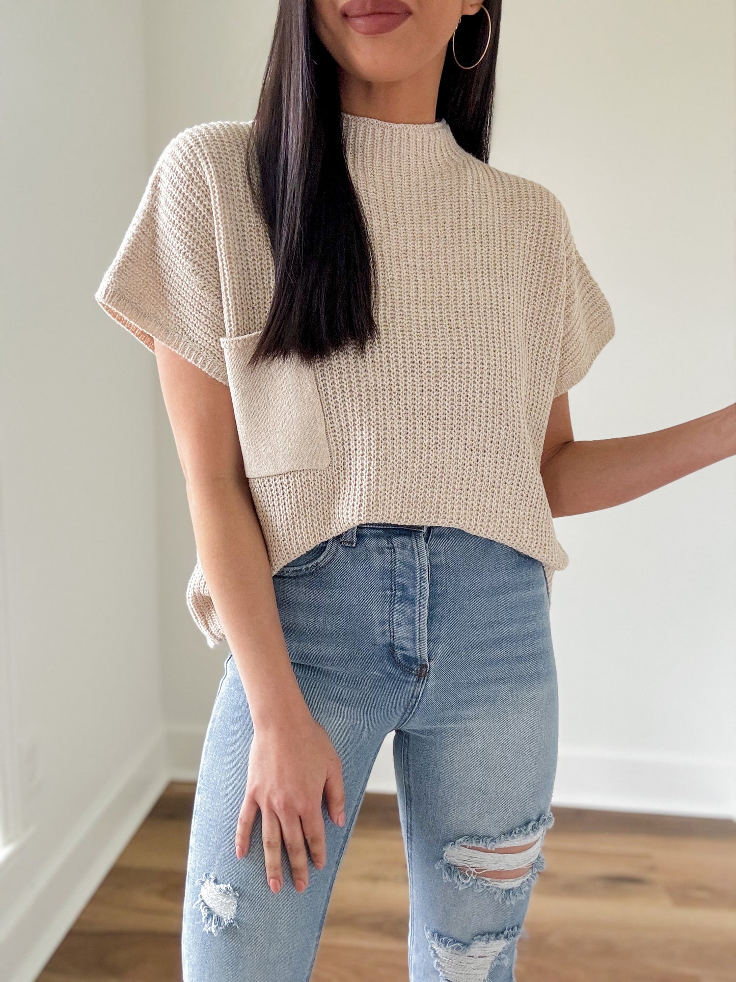 Leanne Sweater Top- Cream